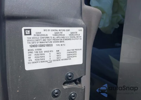 2006 Chevrolet Trailblazer Ls from USA, damaged, VIN 1GNDS13S862189533